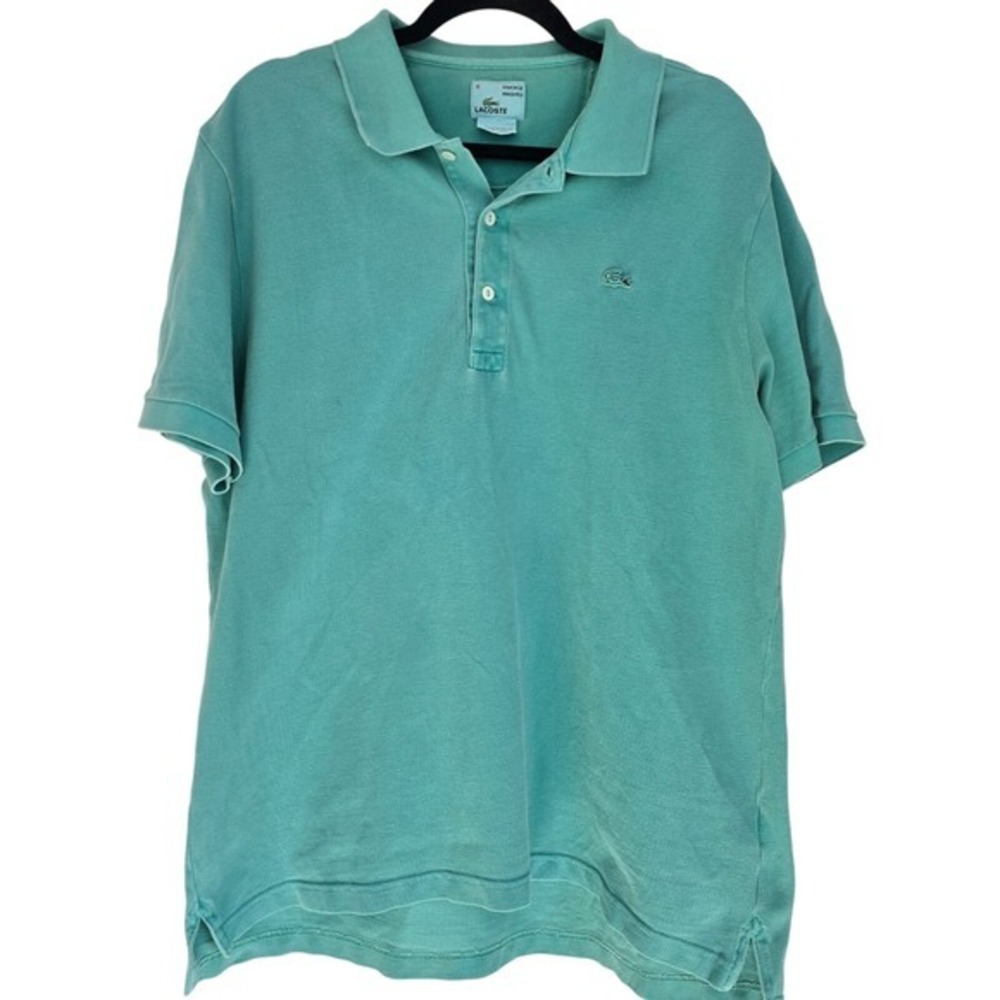 Lacoste Vintage Washed‎ Polo Shirt Men's Size 6 Teal Green Short Sleeve